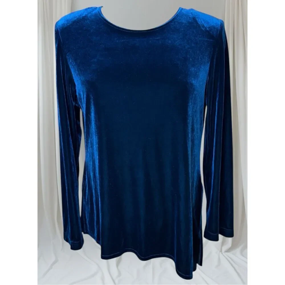 K Studio Velvet Tunic & Skirt Set Sz. 14 Teal Flattering Confortable
